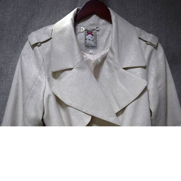 Yoana Baraschi Metallic Cream Belted Trench Jacket Size S – Made in NYC - Picture 2 of 3